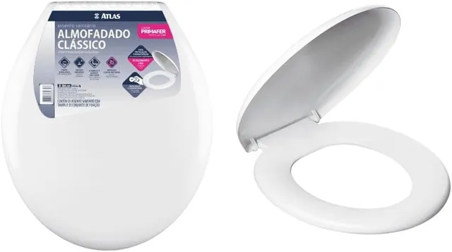 Atlas Assento Sanitário Plástico Almofadado com Kit de Fixação