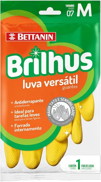 Brilhus Luva de Látex Versátil Amarela Bettanin