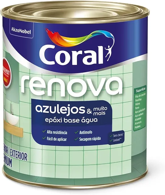 Lata de tinta epóxi base água Coral Renova Azulejos de 900 ml