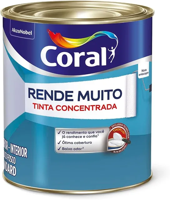Coral Tinta Acrílica Rende Muito Fosco Branco 900ml