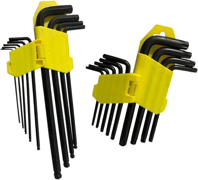 Kit chave Torx L longa e Allen ponta bola 18 peças