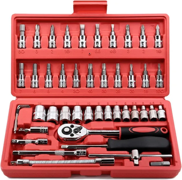Kit 46 peças com catraca, soquetes, Allen e Torx