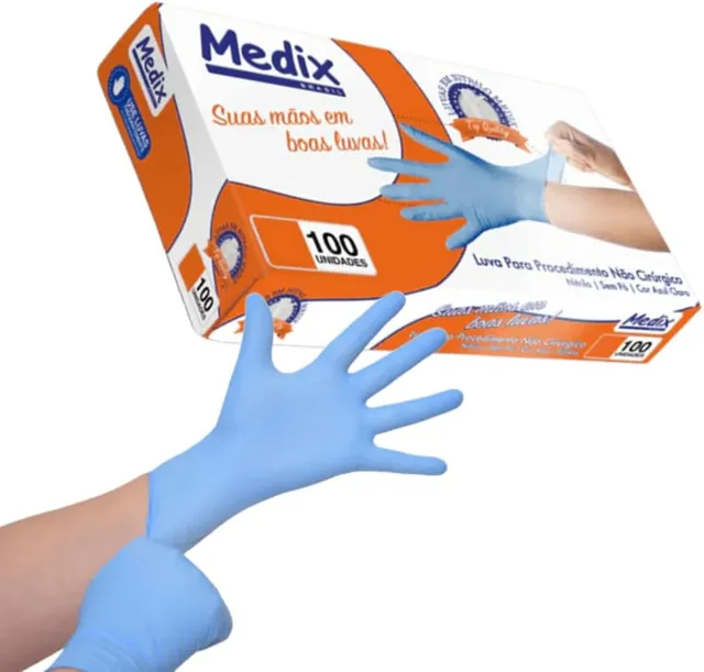 MEDIX Luva Nitrílica Azul Sem Pó