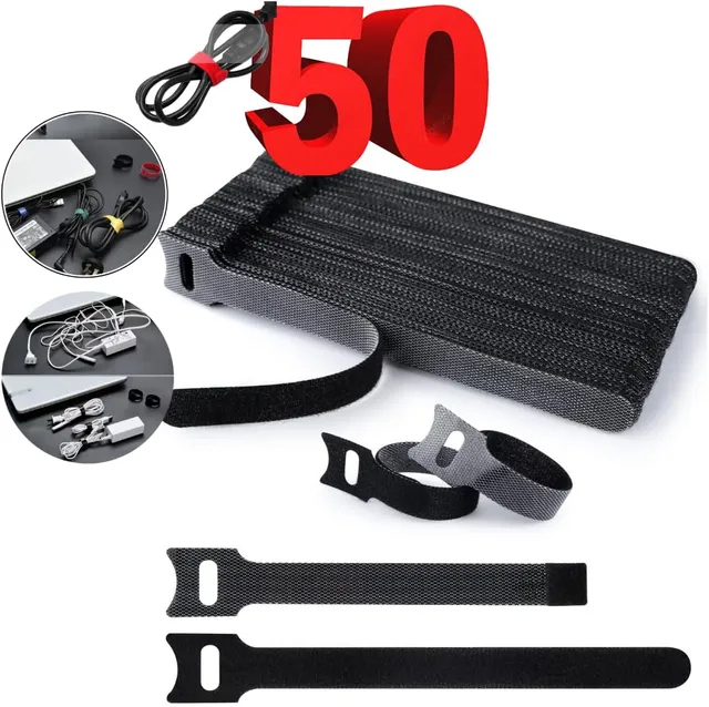 Organizador de Cabos com Velcro 15cm 50 unidades