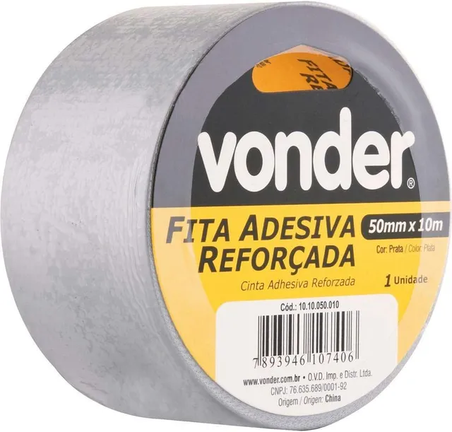 Vonder fita adesiva reforçada de 50 mm por 25 metros na cor prata